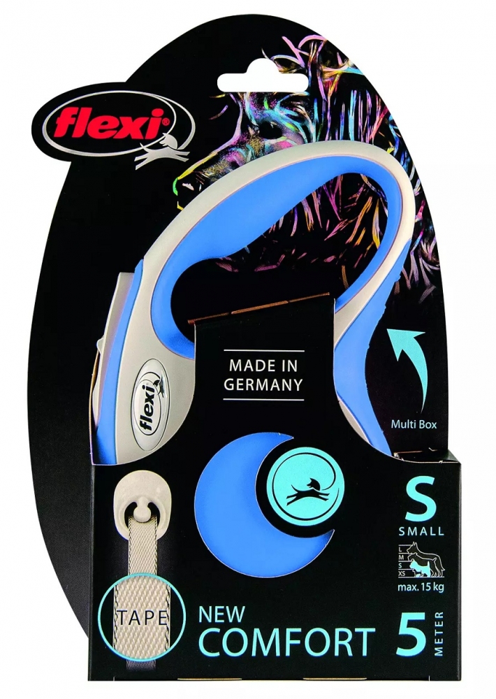 Zdjęcie Flexi New Comfort S smycz automatyczna (do 15kg) niebieska taśma 5m