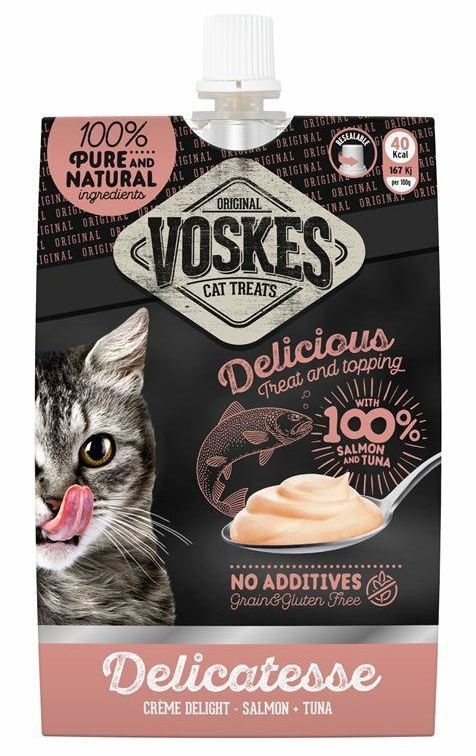 Zdjęcie Voskes Creme Delight krem dla kota dla kota z łososiem, tuńczykiem i inuliną 90g