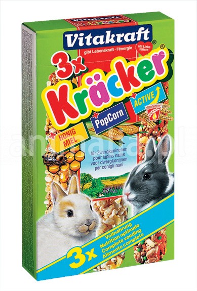 Zdjęcie Vitakraft 3 x Kracker  kolba dla królika (miód, popcorn, active) 168g