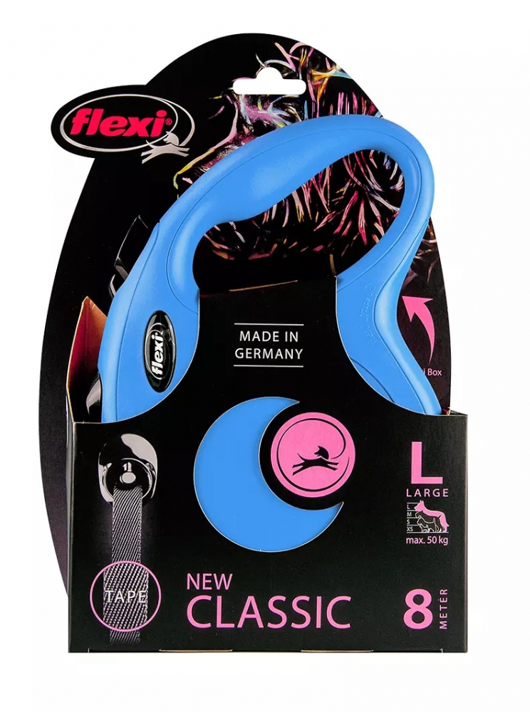 Zdjęcie Flexi New Classic Long Tape L smycz automatyczna niebieska taśma 8m