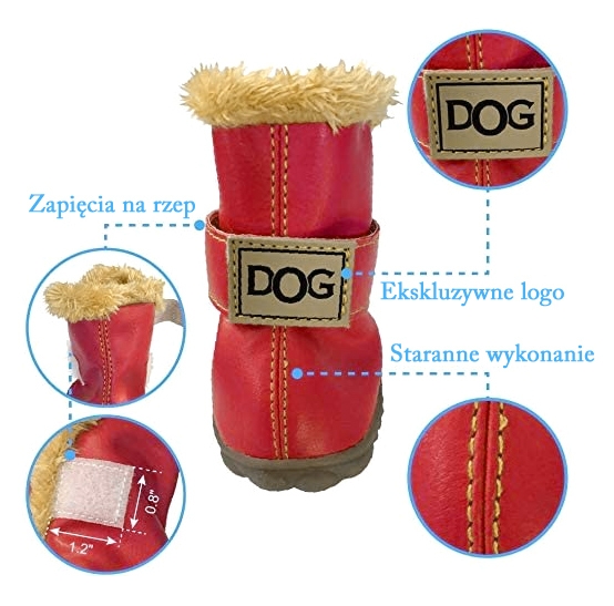 Zdjęcie Zolux Buty zimowe dla psa  czerwone T4: 5,5 x 4,5 cm