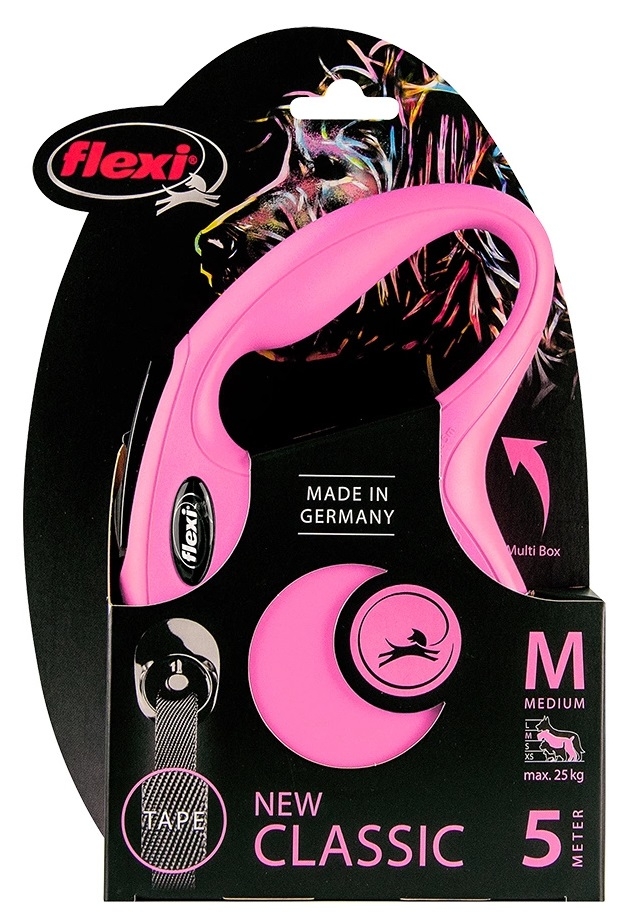 Zdjęcie Flexi New Classic Tape M smycz automatyczna (do 25kg) różowa taśma 5m
