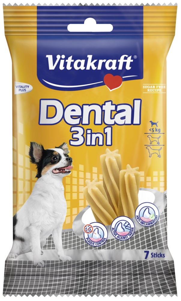 Zdjęcie Vitakraft Dental 3in1 przysmak do pielegnacji zębów  dla małych ras <5kg 7 szt.