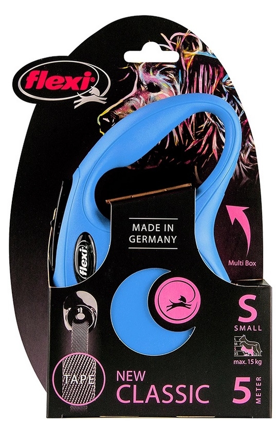 Zdjęcie Flexi New Classic Tape S smycz automatyczna  niebieska taśma 5m