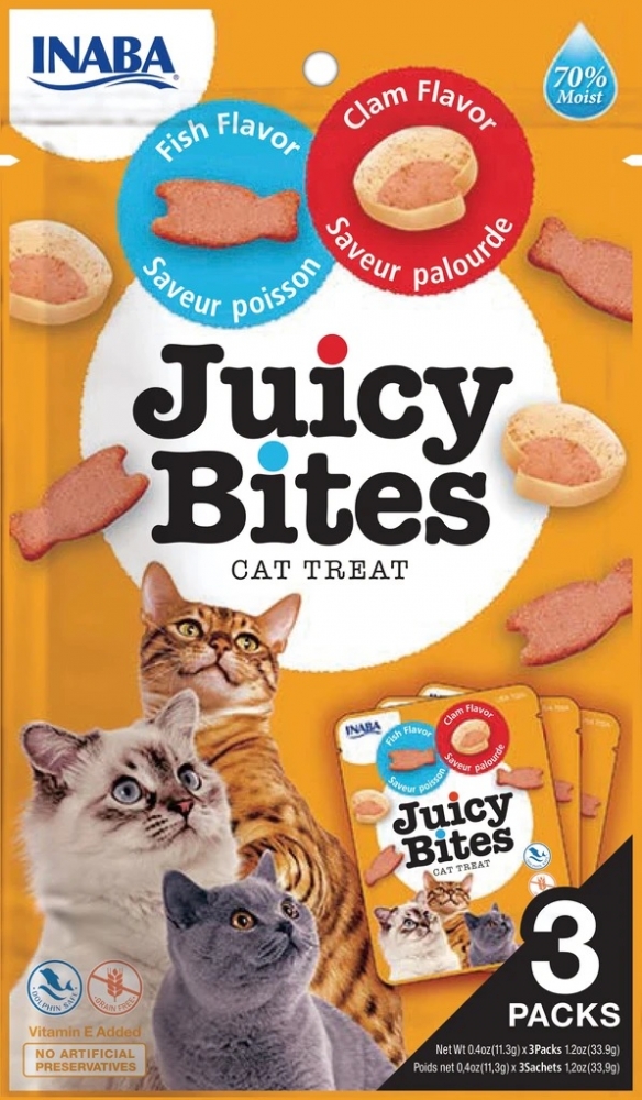 Zdjęcie Inaba Juicy Bites miękkie przysmaczki dla kotów  o smaku ryby i małży 33.9g