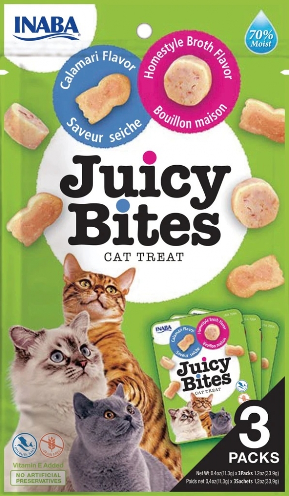 Zdjęcie Inaba Juicy Bites miękkie przysmaczki dla kotów  o smaku kalmarów i bulionu 33.9g
