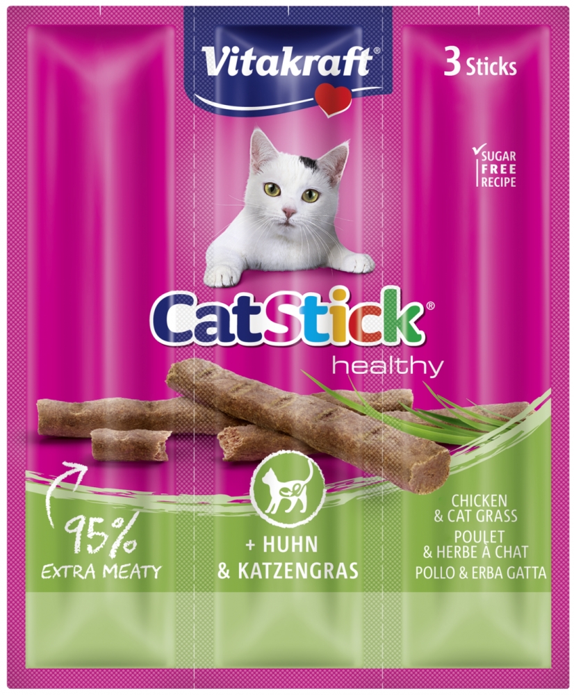 Zdjęcie Vitakraft Cat Stick kabanoski dla kota z kurczakiem i kocią trawką 3 szt.