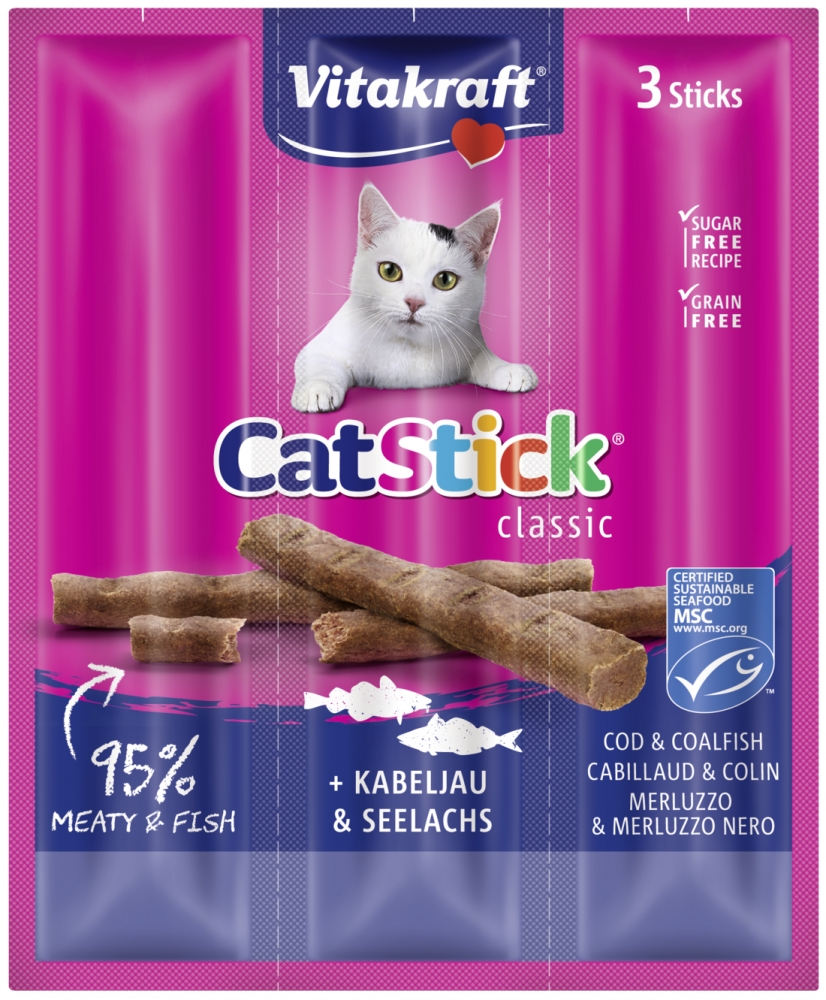 Zdjęcie Vitakraft Cat Stick kabanoski dla kota z dorszem i czarniakiem 3 szt.