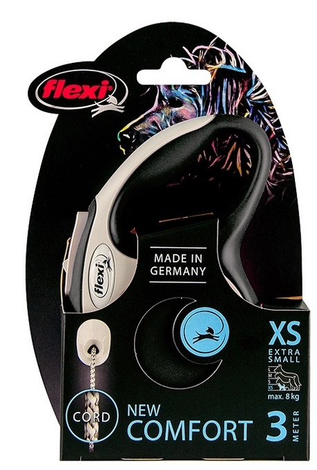 Zdjęcie Flexi New Comfort XS smycz automatyczna (do 8kg) czarny linka 3m