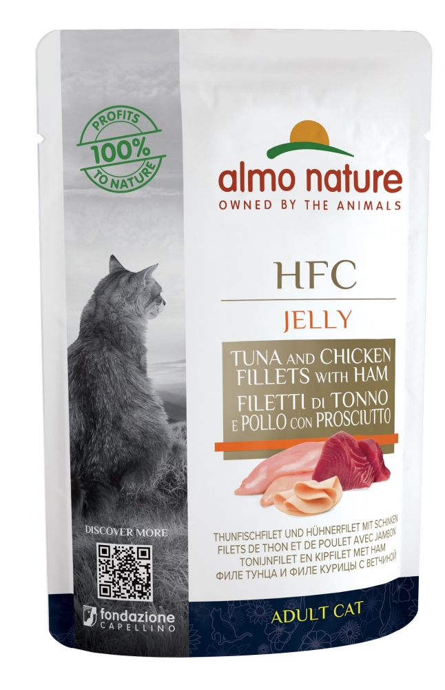 Zdjęcie Almo Nature HFC Adult Cat saszetka Jelly  filet z tuńczyka i kurczaka z szynką w galaretce 55g