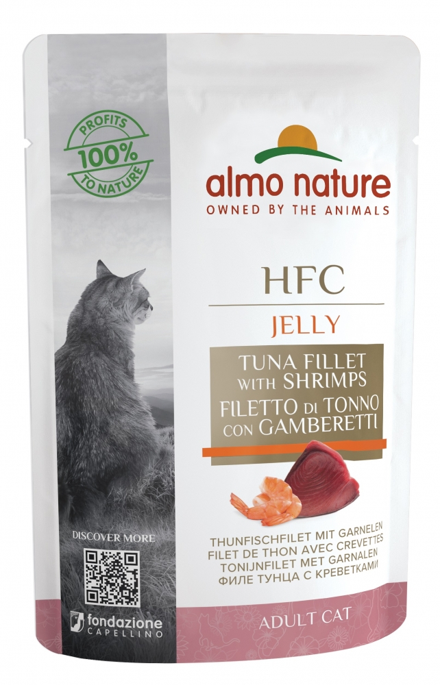 Zdjęcie Almo Nature HFC Adult Cat saszetka Jelly  filet z tuńczyka i krewetki w galaretce 55g