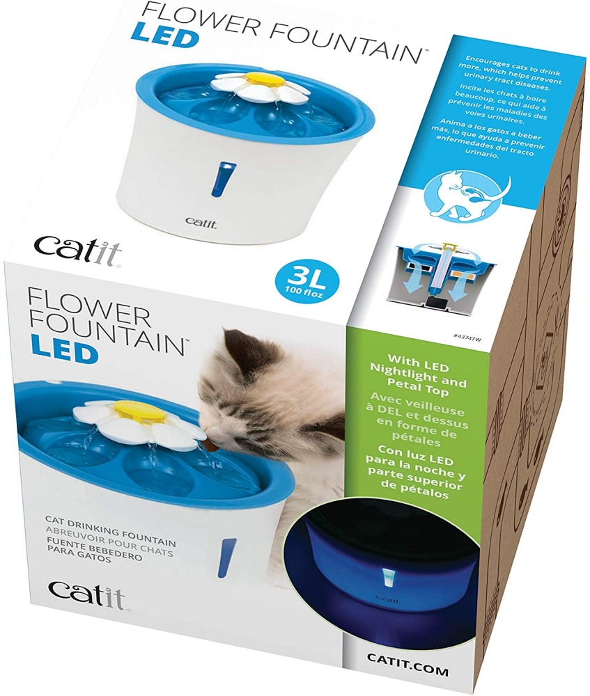 Zdjęcie catit Senses 2.0 Flower Fountain LED Nightlight 3l fontanna dla kota ⌀21cm, wys. 20cm