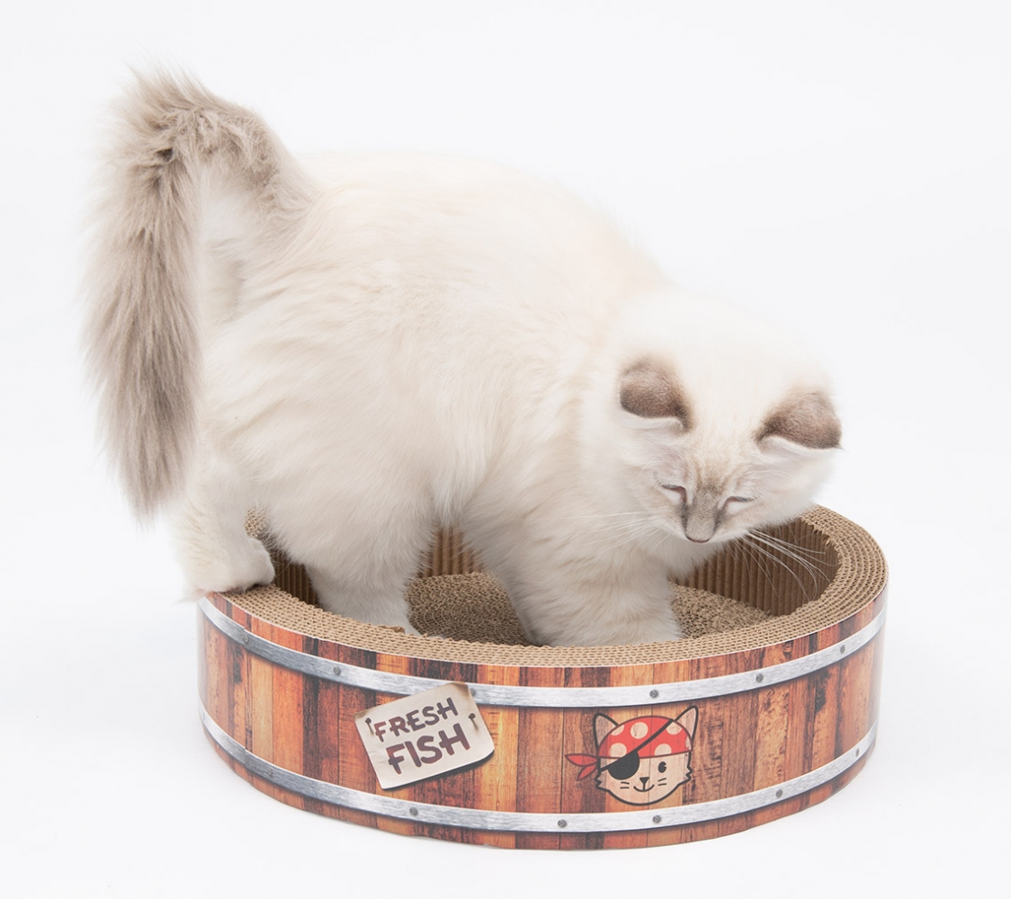 Zdjęcie catit Play Pirates beczka tekturowa dla kota mała  do spania i do drapania 36 x 36 x 9 cm