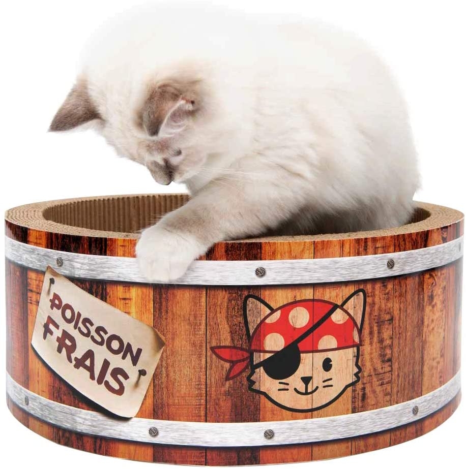 Zdjęcie catit Play Pirates beczka tekturowa dla kota duża  do spania i do drapania 42 x 42 x 16 cm