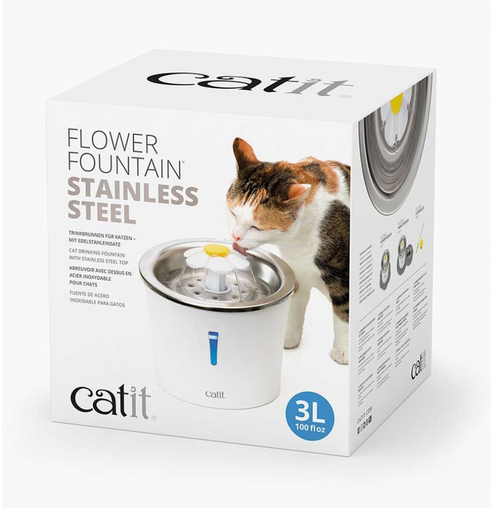Zdjęcie catit Senses 2.0 Stainless Steel Flower Fountain 3l fontanna dla kota ⌀21cm, wys. 20cm