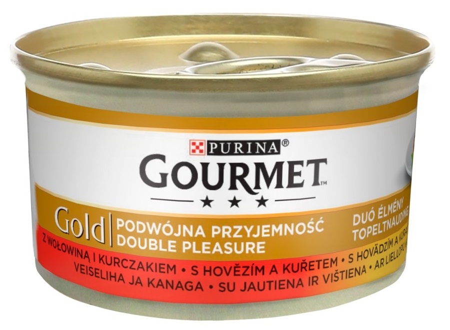 Zdjęcie Gourmet Gold Podwójna przyjemność kawałki w sosie z wołowiną i kurczakiem 85g
