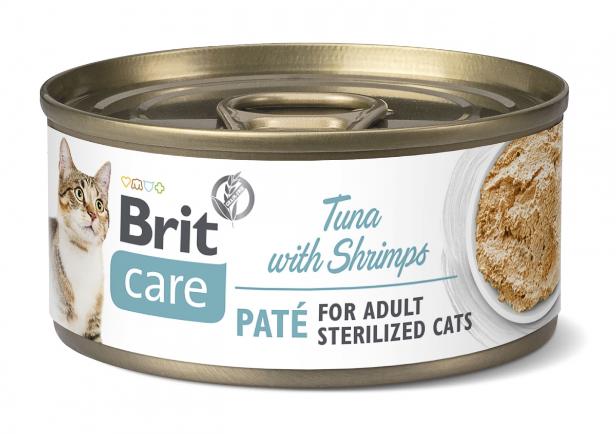 Zdjęcie Brit Care Cat Sterilized Pate Tuna with Shrimps puszka dla kotów pasztet tuńczyk z krewetkami 70g