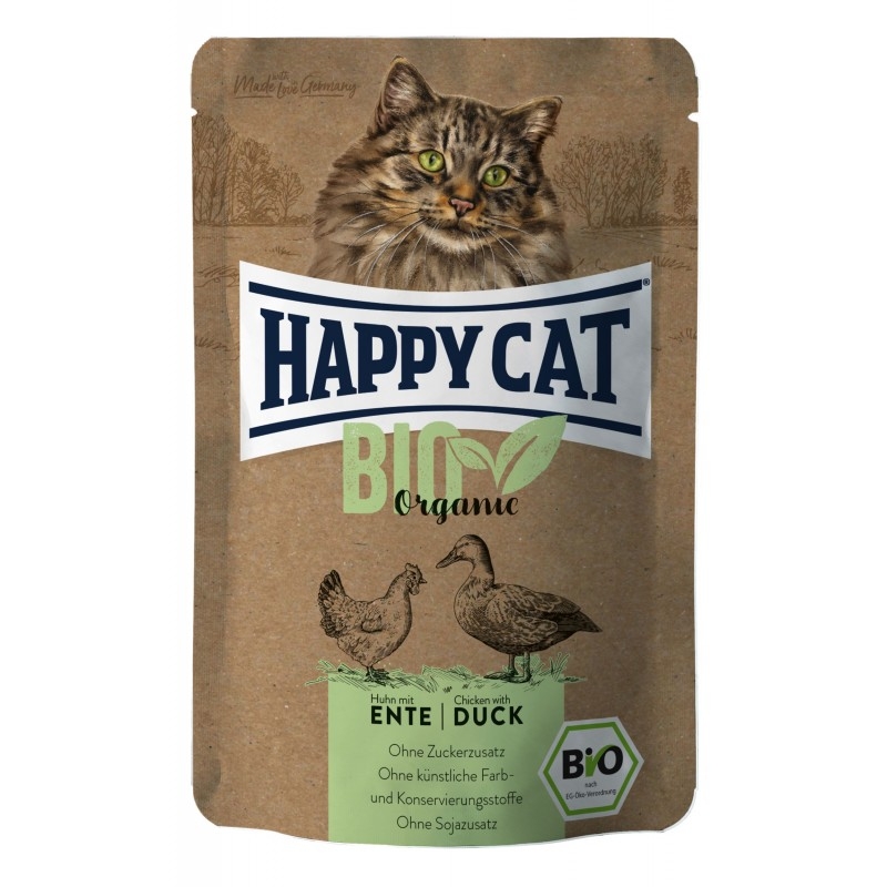 Zdjęcie Happy Cat Bio Organic saszetka dla kota kaczka i kurczak 85g