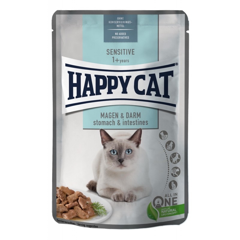 Zdjęcie Happy Cat Sensitive Meat in Sauce Stomach & Intestines  dla kotów o delikatnym układzie pokarmowym 85g