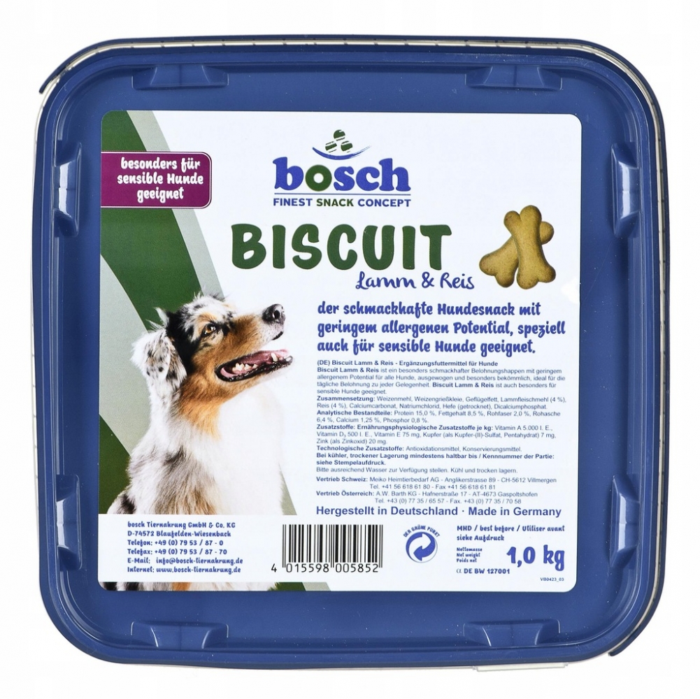 Zdjęcie Bosch Ciastka Finest Snack Biscuit lamb & rice wiaderko dla psów wrażliwych 1kg