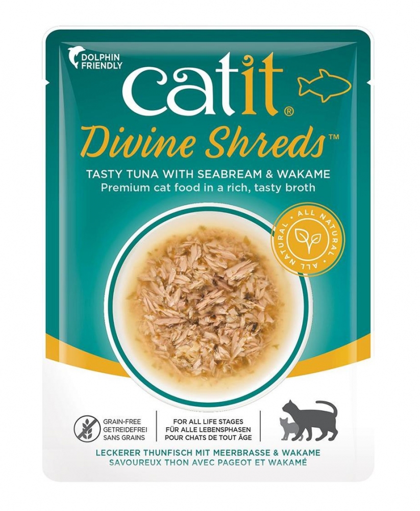 Zdjęcie Catit Divine Shreds karma dla kota  tuńczyk, dorada i glony Wakame 75g