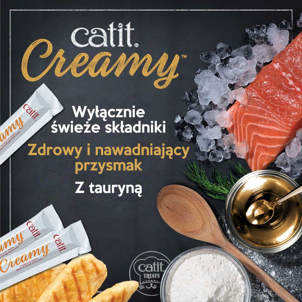 Zdjęcie Catit Creamy Chicken Salmon Prawns mokry przysmak dla kota łosoś i krewetki 4 szt.