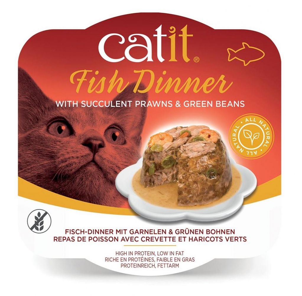 Zdjęcie Catit Fish Dinner tacka dla kota  krewetki z zieloną fasolką 80g
