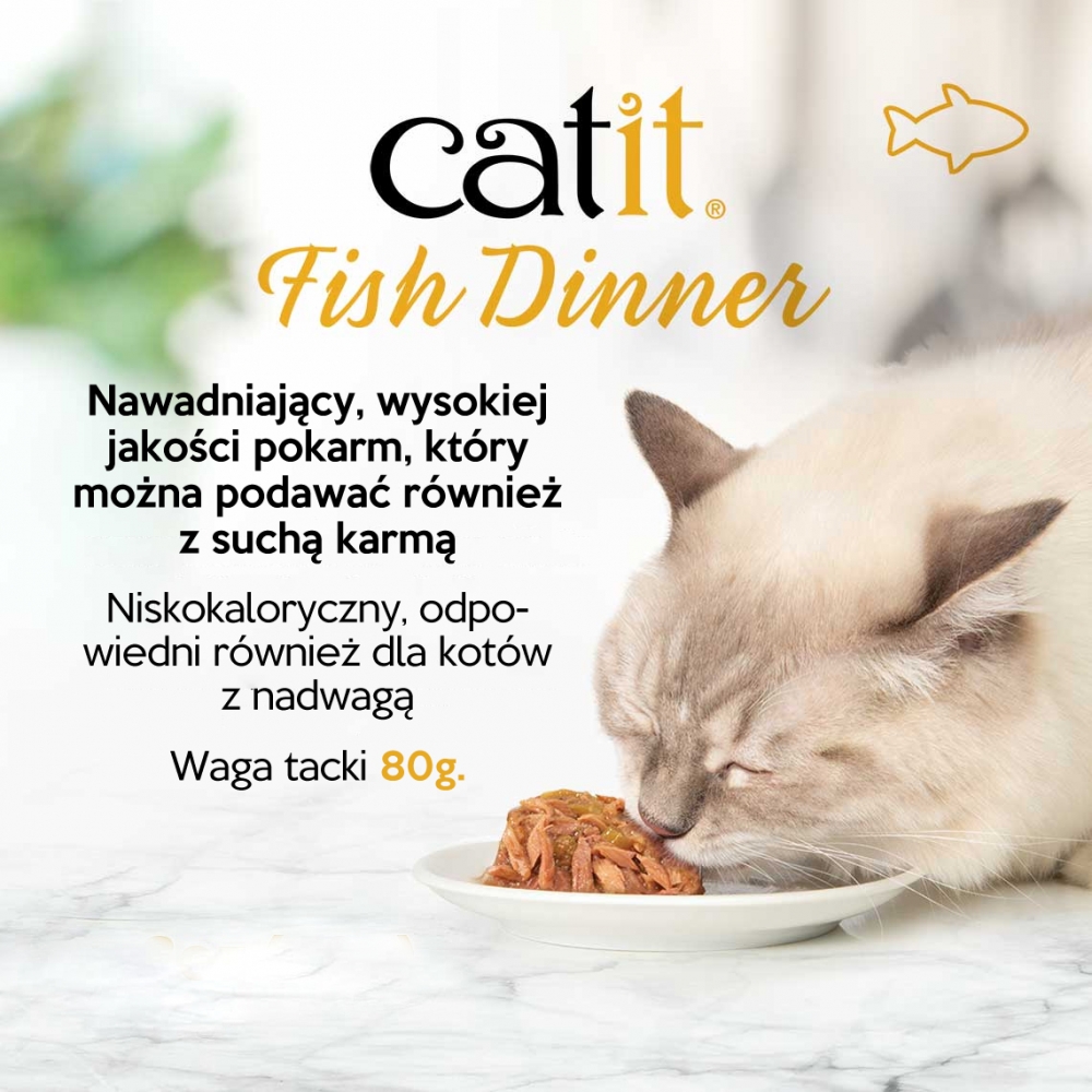 Zdjęcie Catit Fish Dinner tacka dla kota  krewetki z zieloną fasolką 80g
