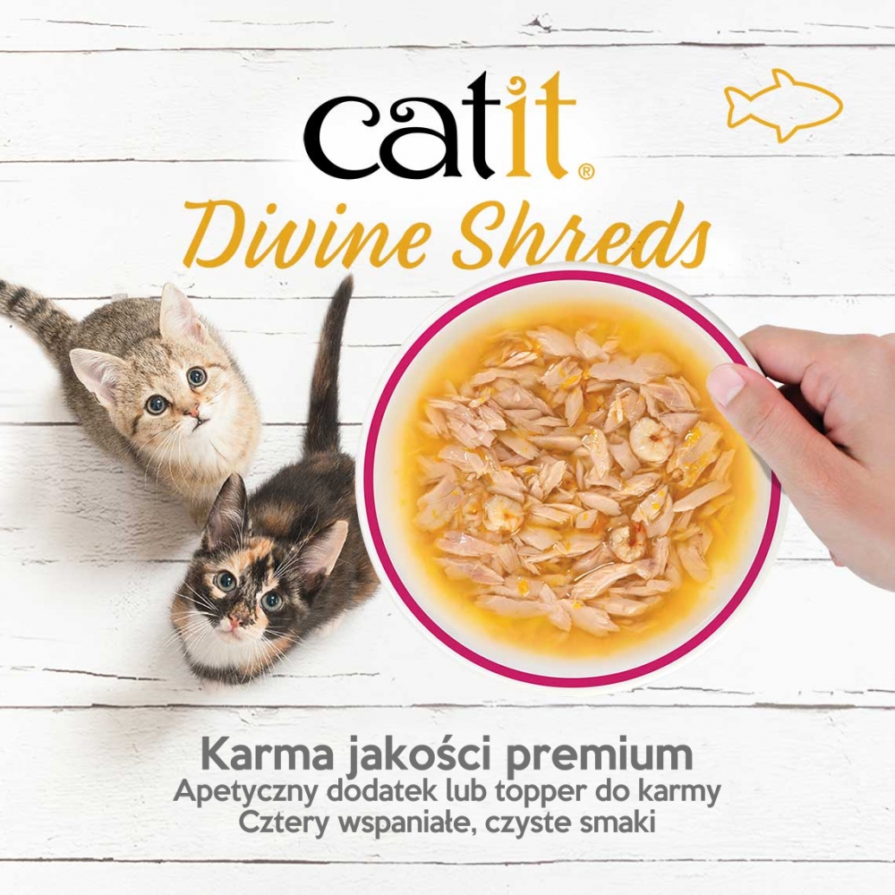 Zdjęcie Catit Divine Shreds przysmak dla kota  tuńczyk, kurczak i glony Wakame 75g