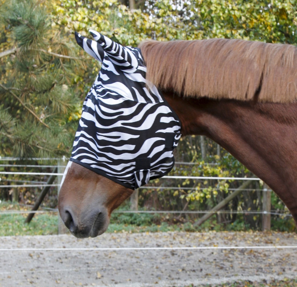 Zdjęcie Kerbl Moskitiera Zebra maska z ochroną uszu biało-czarna rozm. cob 