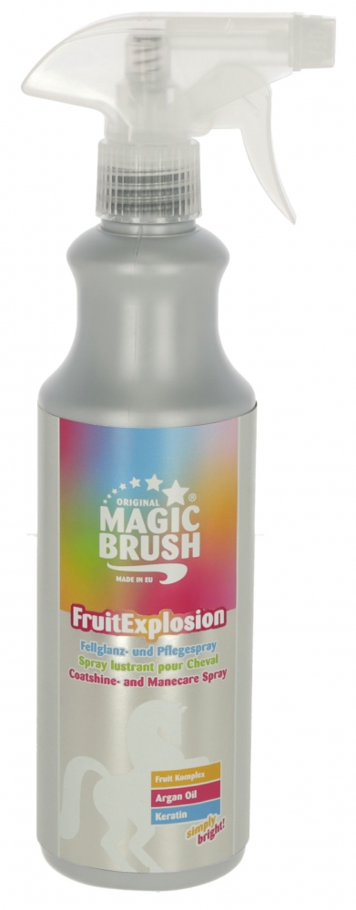 Zdjęcie MagicBrush ManeCare spray nadający połysk i ułatwiający rozczesywanie Fruit Explosion z malinami, jabłkiem i papają 500ml