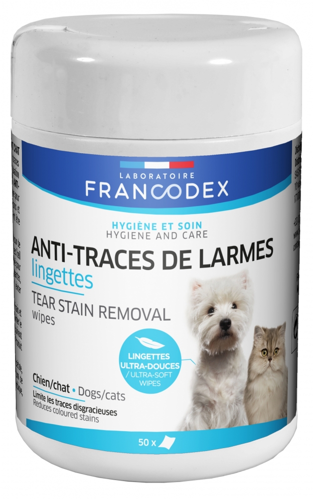 Zdjęcie Francodex Chusteczki usuwające ślady łez i przebarwienia dla psów i kotów 50 szt.