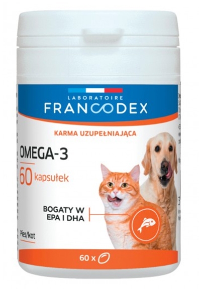 Zdjęcie Francodex Omega-3 olej rybny  dla psów i kotów 60 kaps.