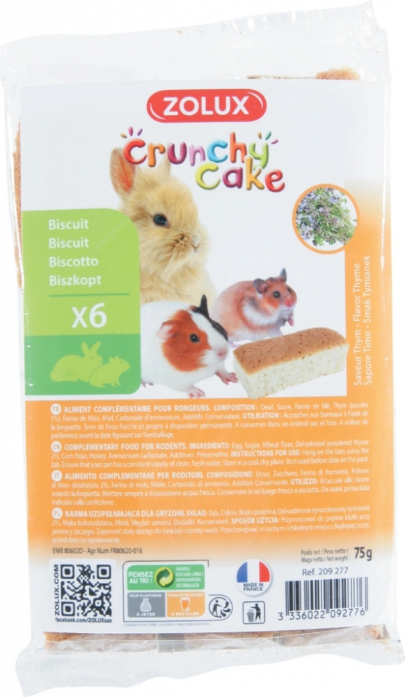 Zdjęcie Zolux Crunchy Cake biszkopt dla królików i gryzoni   tymianek 6 szt.