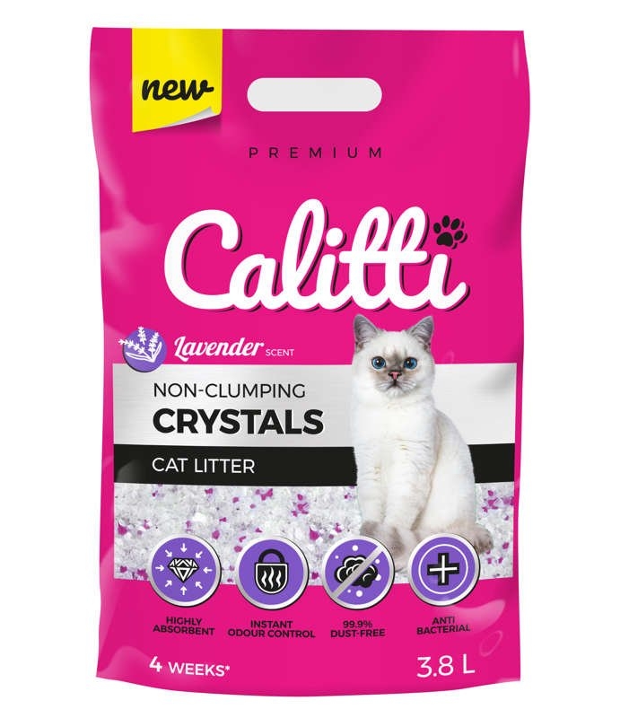 Zdjęcie Calitti Crystals żwirek silikonowy Lavender dla kotów lawendowy 3.8l