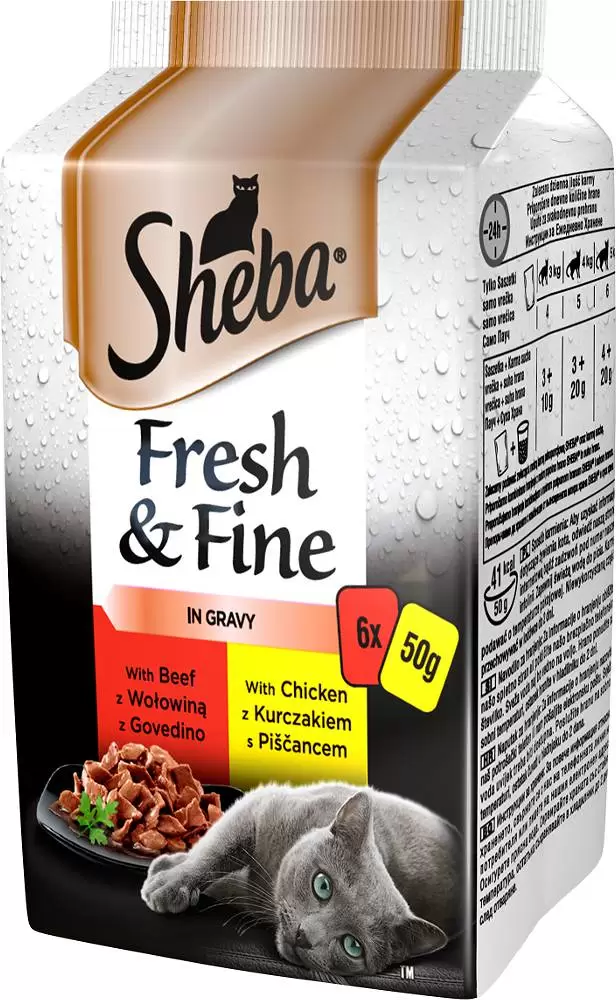 Sheba Fresh & Fine 6-pak saszetek w sosie kurczak i wołowina 6x50g |  Animalia.pl